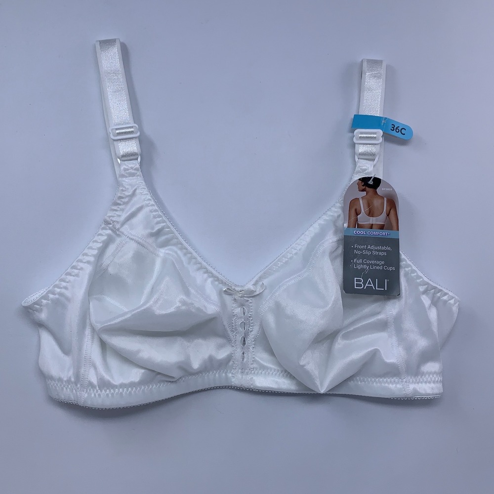 Bali Womens 36C White Cool Comfort Full Coverage Wireless Bra DF3820 NWT